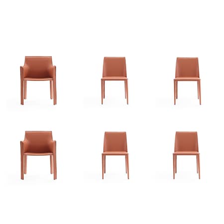 Manhattan Comfort Paris 6-Piece Dining Chairs in Clay, PK6 4-DC3432-CY